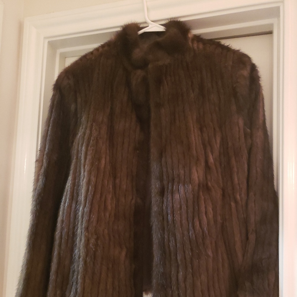 100%GENUINE Mahogany Mink Fur Short Coat